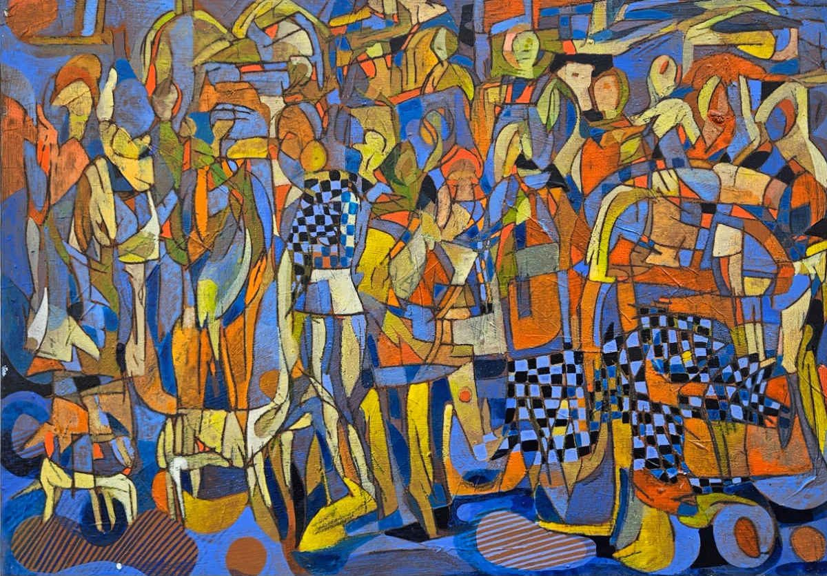 Painting of city scene