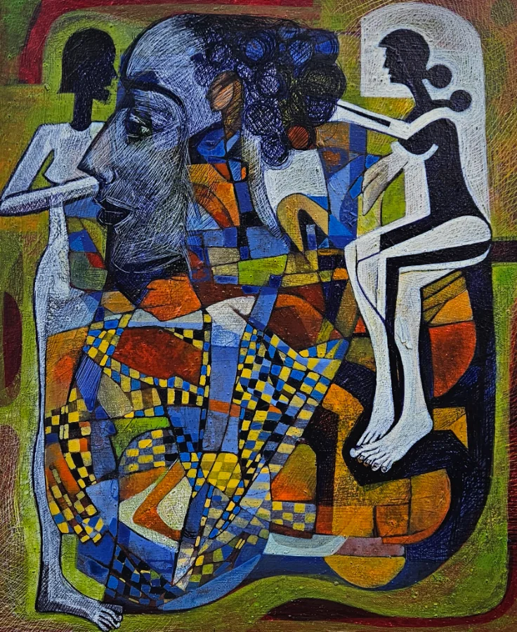 Abstract painting with vibrant colors