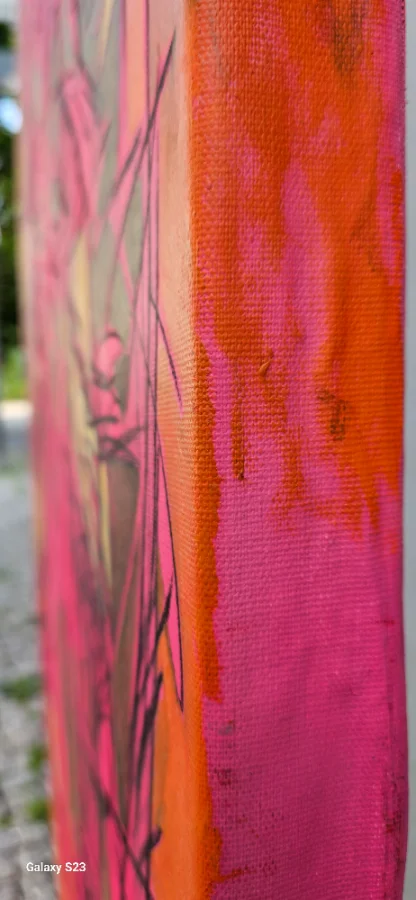 Abstract painting with colorful swirls