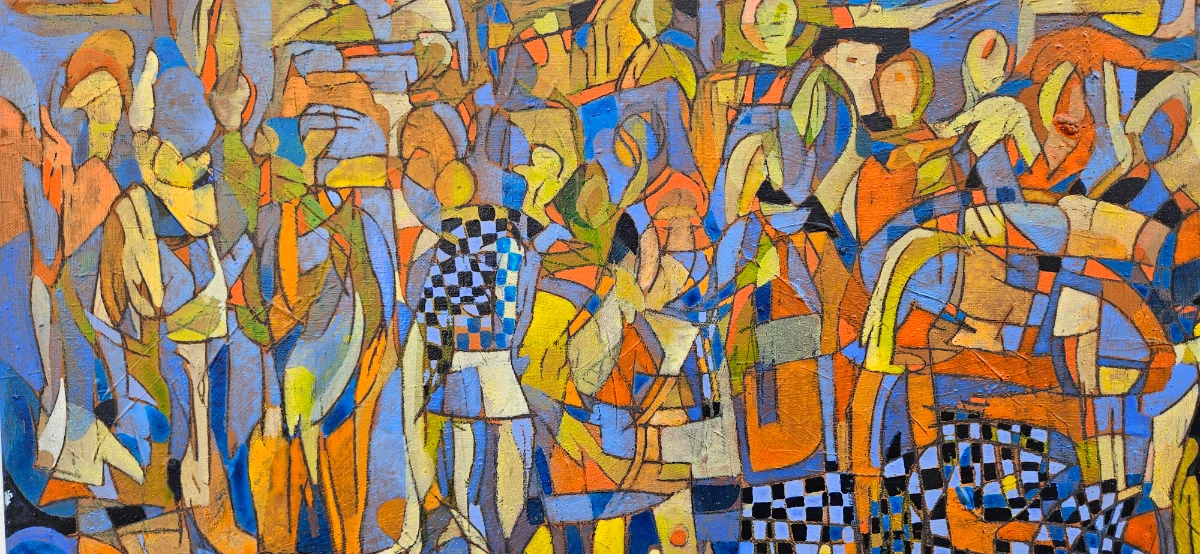 Painting of city scene