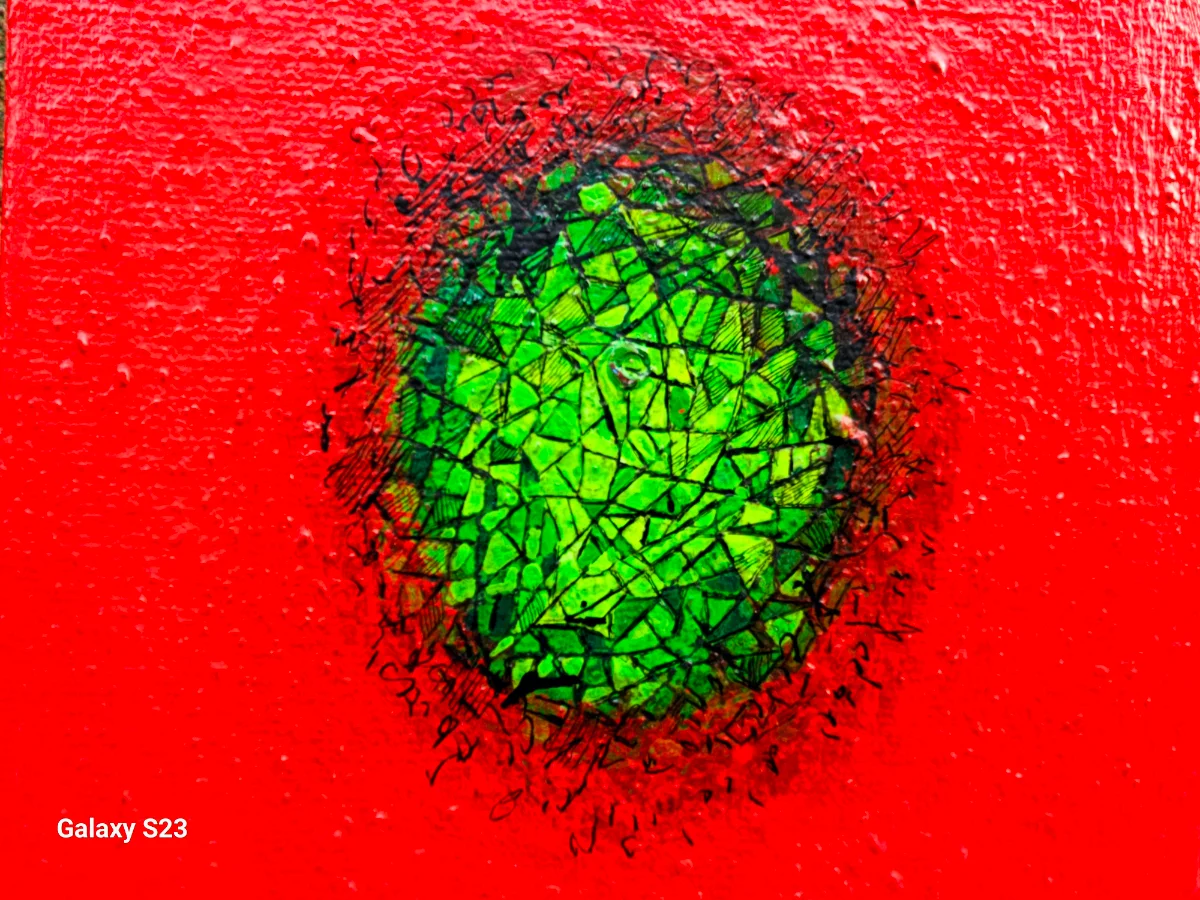 Rotdominante Acrylmalerei