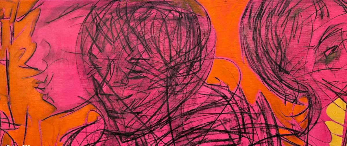 Abstract painting with colorful swirls