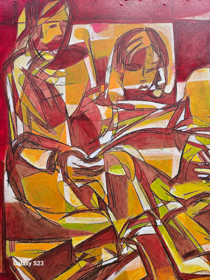 Abstract painting with bright colors