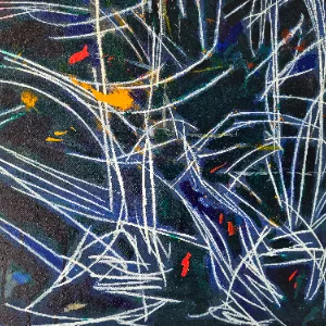 Collage-Gemälde mit figürlichen Elementen