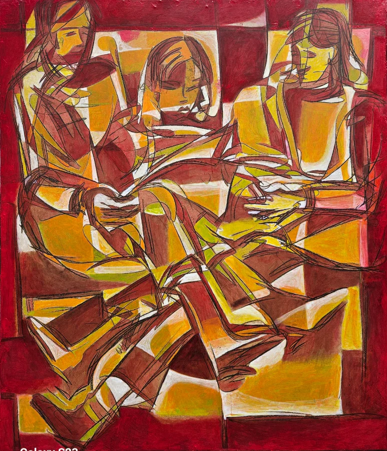 Abstract painting with bright colors