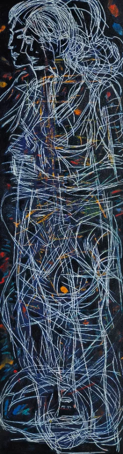 Abstrakte Figur auf Holz