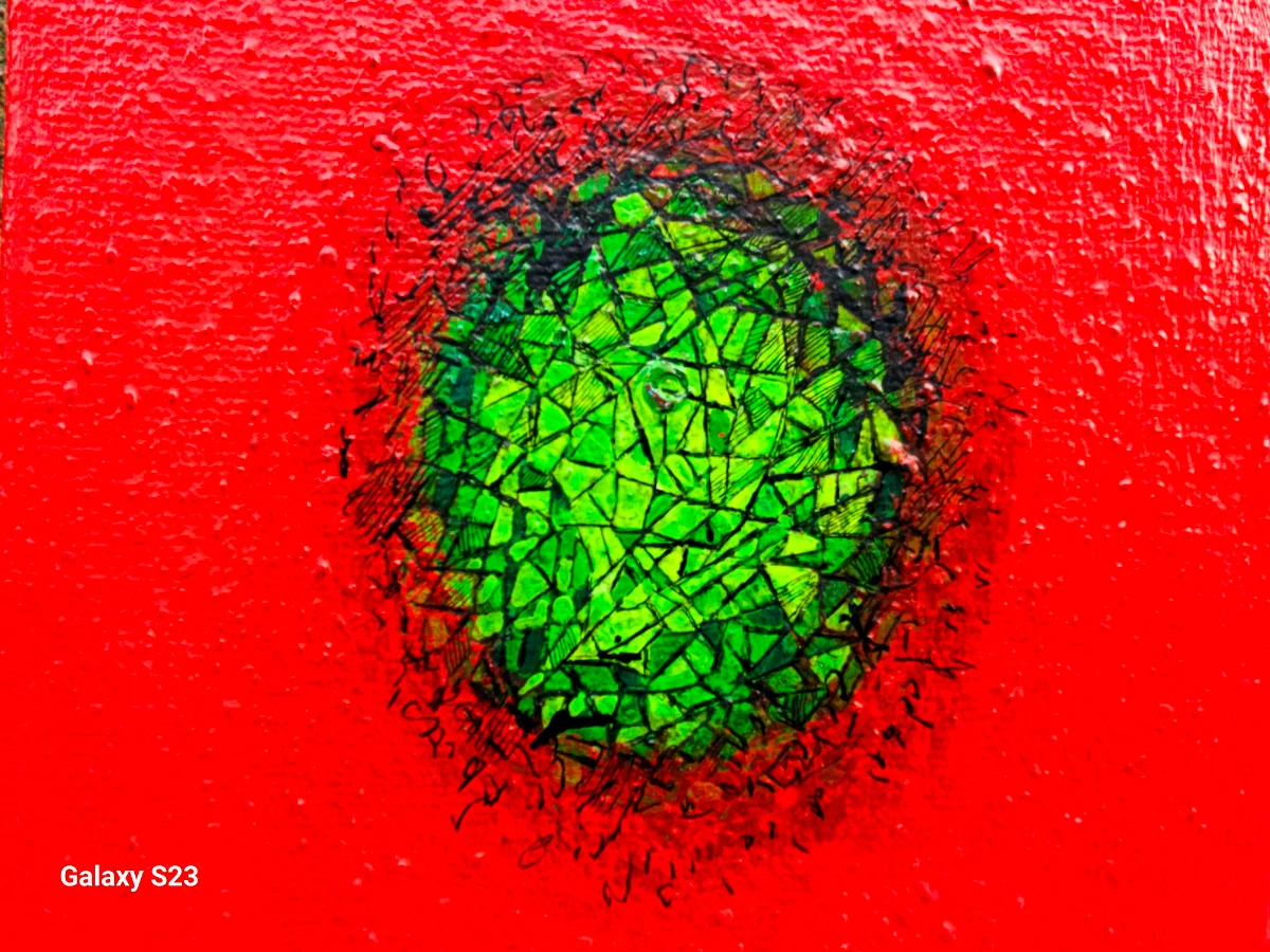 Rotdominante Acrylmalerei