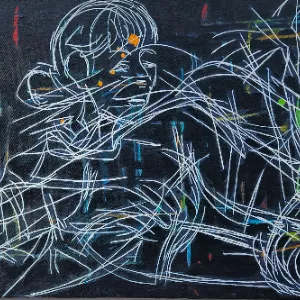 Abstrakte Figur auf Leinwand