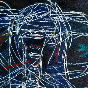 Abstrakte Figur auf Holz