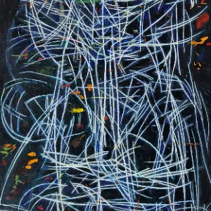 Collage-Gemälde mit figürlichen Elementen