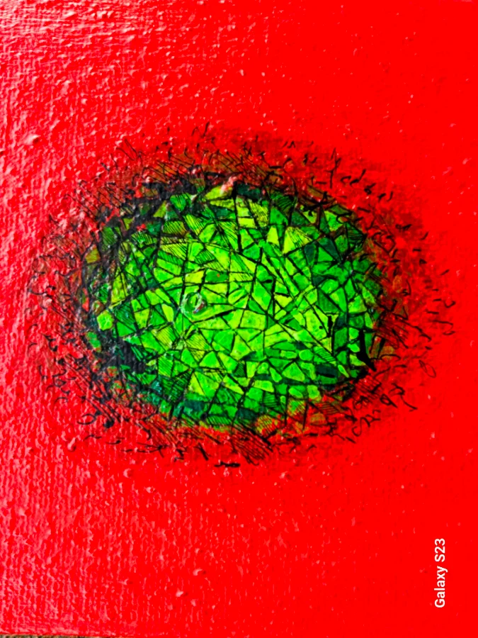 Rotdominante Acrylmalerei