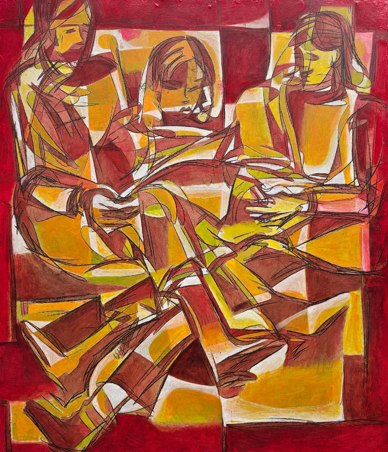 Abstract painting with bright colors