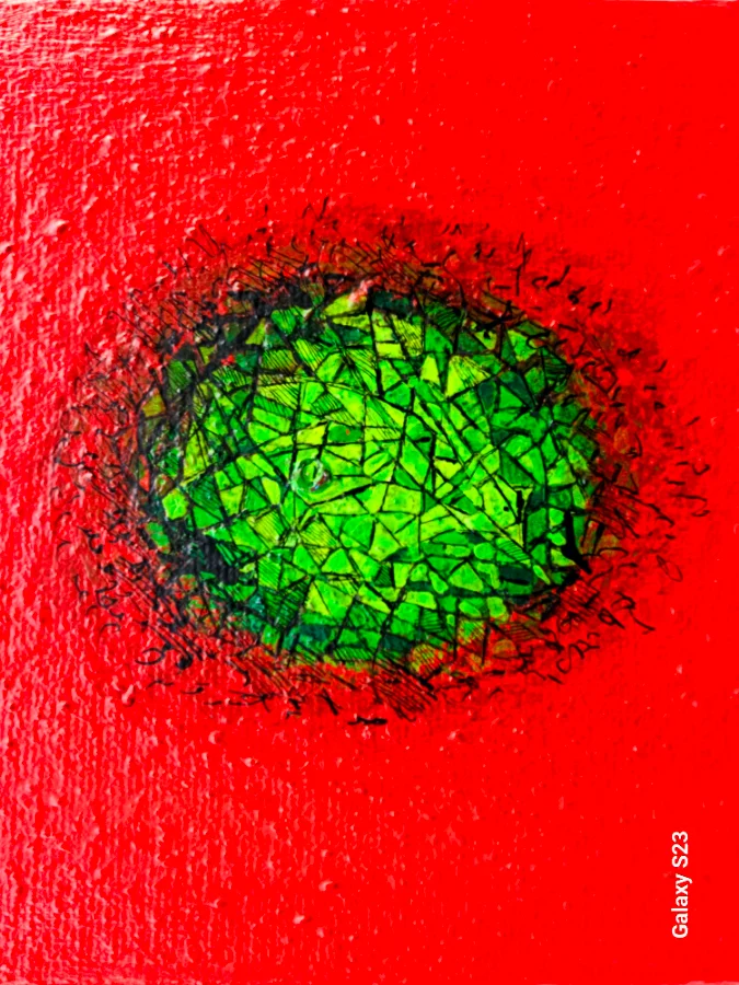 Rotdominante Acrylmalerei