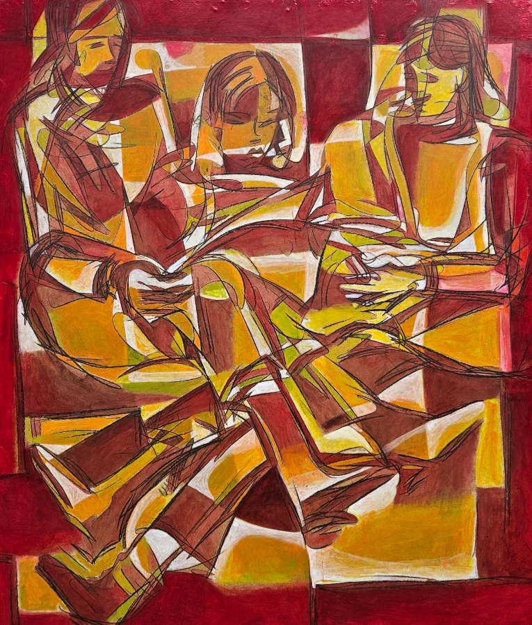 Abstract painting with bright colors