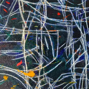 Collage-Gemälde mit figürlichen Elementen