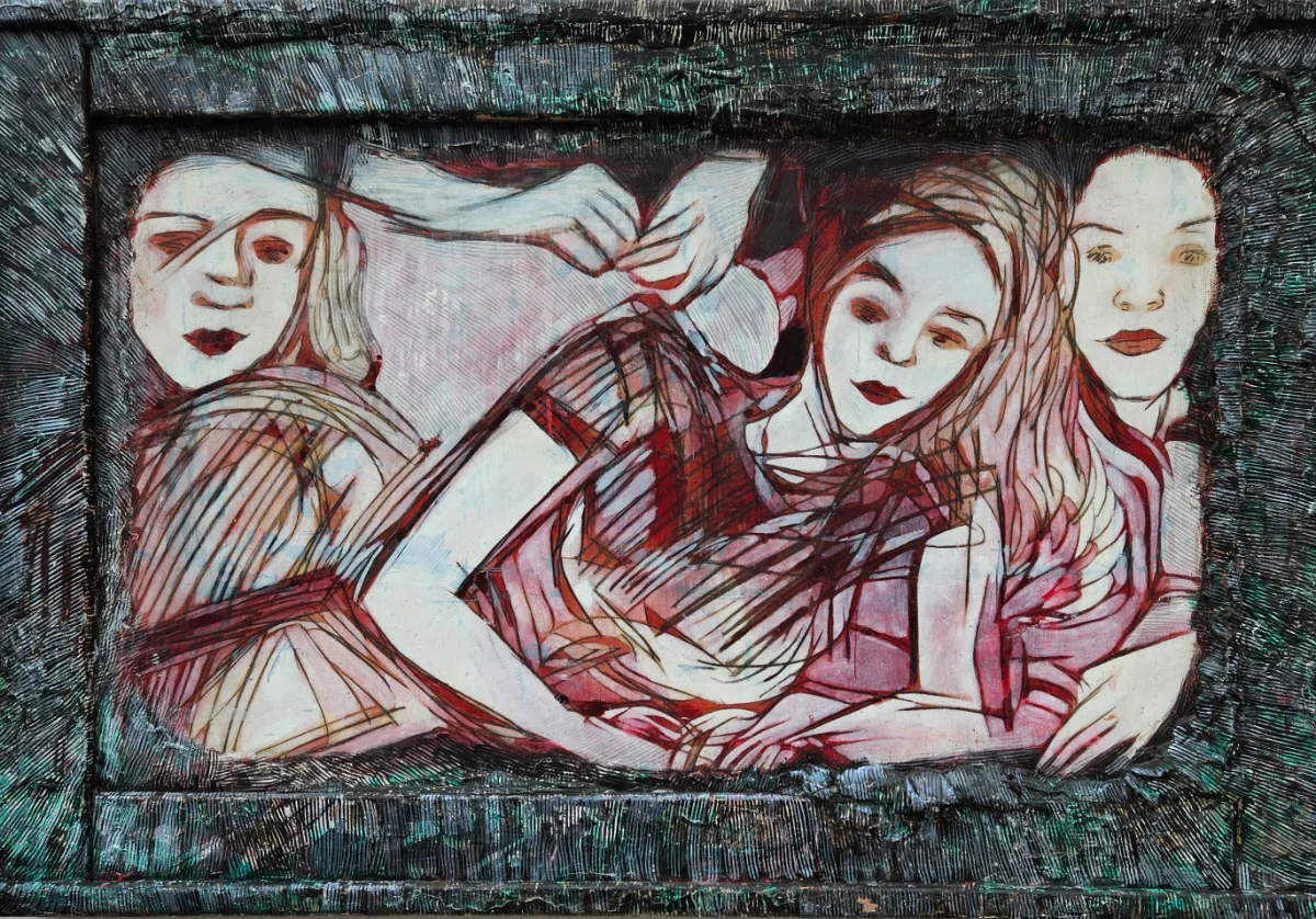 Farbige Formen auf Holz