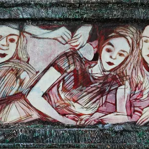 Farbige Formen auf Holz