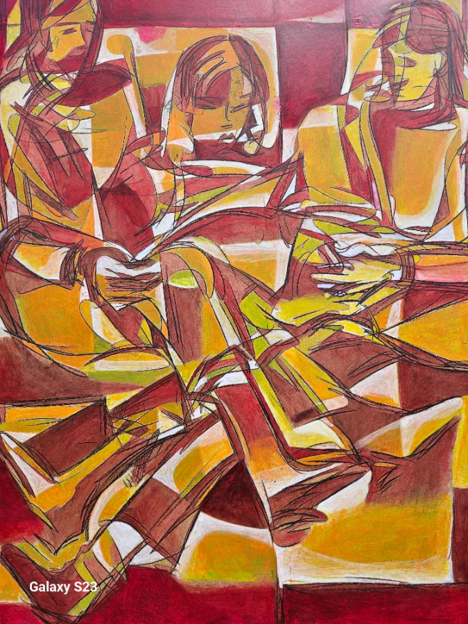Abstract painting with bright colors