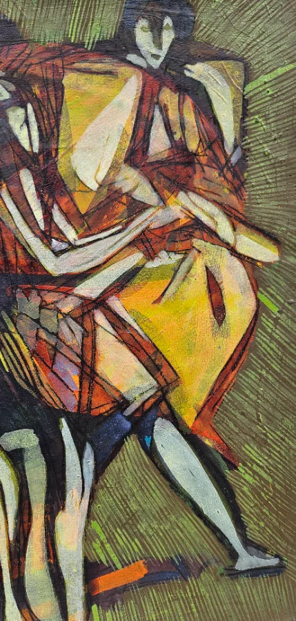 Blaue Figuren kommen breiter