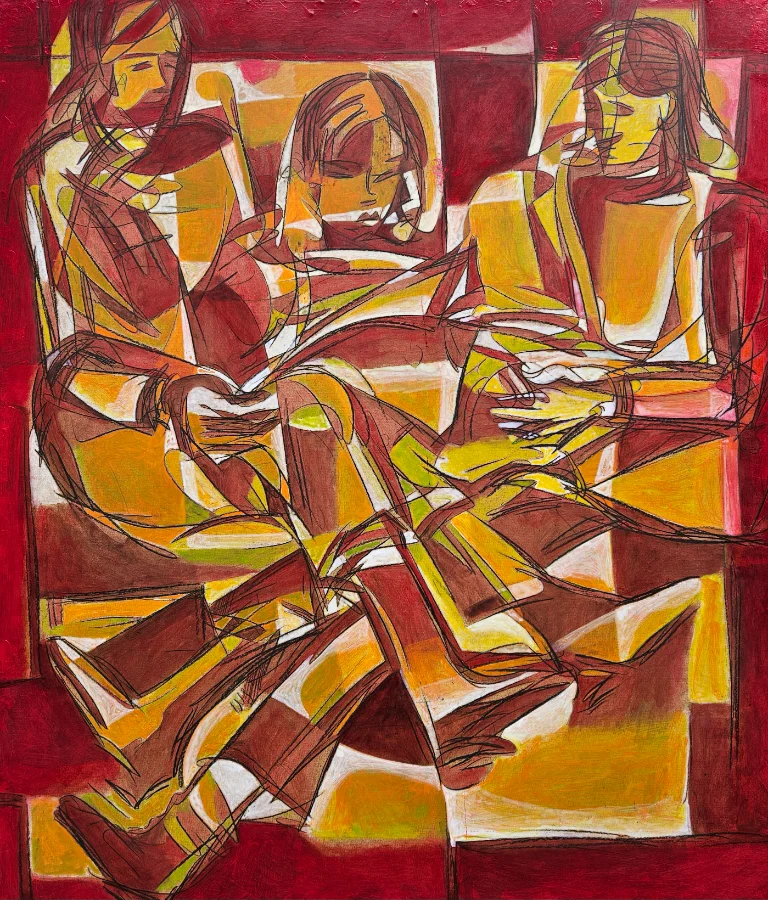 Abstract painting with bright colors