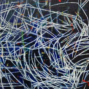 Collage-Gemälde mit figürlichen Elementen