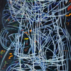 Collage-Gemälde mit figürlichen Elementen