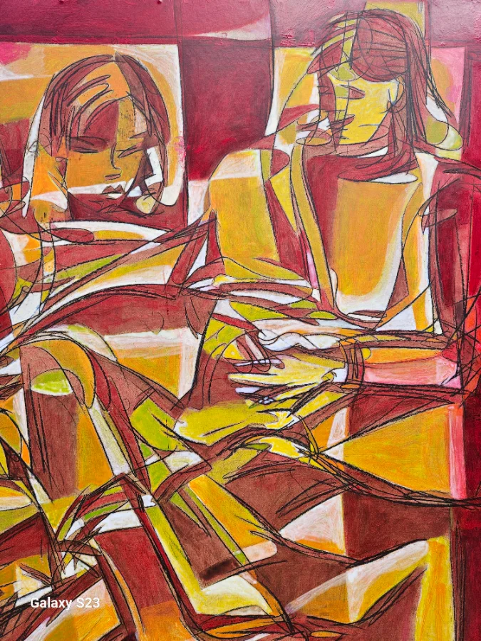 Abstract painting with bright colors